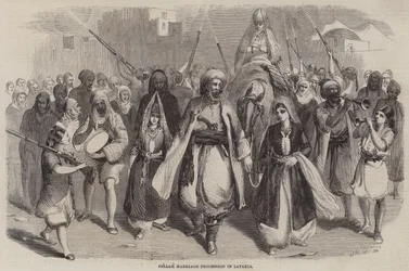 Procesión de matrimonio Fellah en Latakia